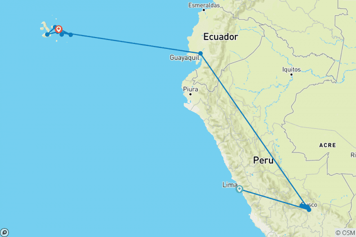 Carte du circuit Andes & Galapagos (pays multiples)