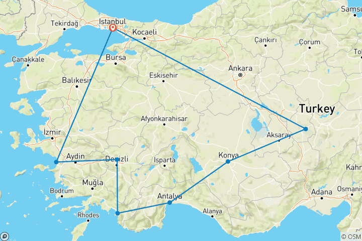 Carte du circuit Les points forts de la Turquie - 12 jours