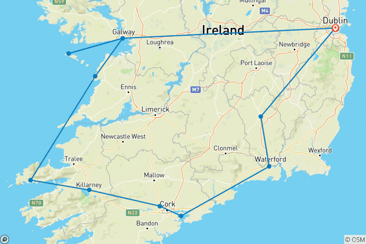 Carte du circuit Légendes irlandaises en autotour - 10 jours/9 nuits