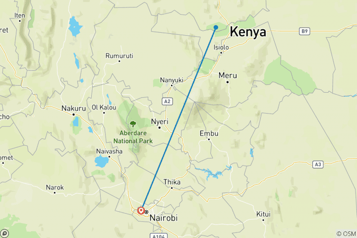 Map of 4 Days 3 Nights Ultimate Northern Samburu National Reserve Flying Kenya Safari