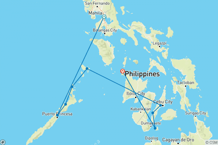 Mapa de De isla en isla por Filipinas