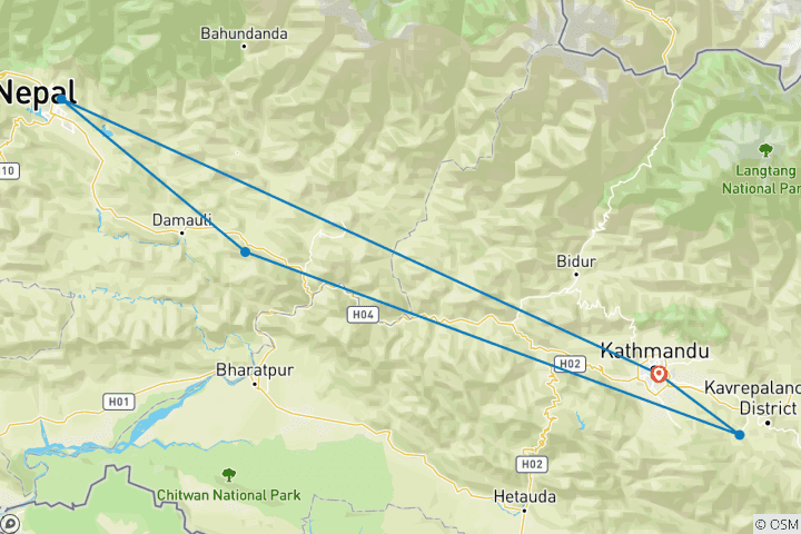 Map of Nepal: Mountains and Temples