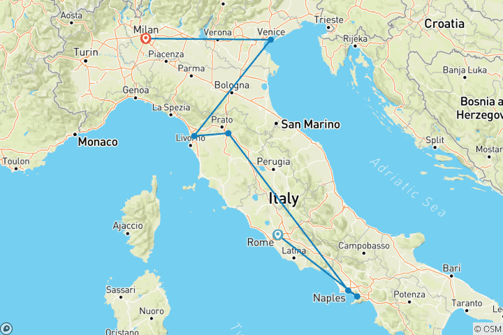 Carte du circuit Circuit ferroviaire express en Italie