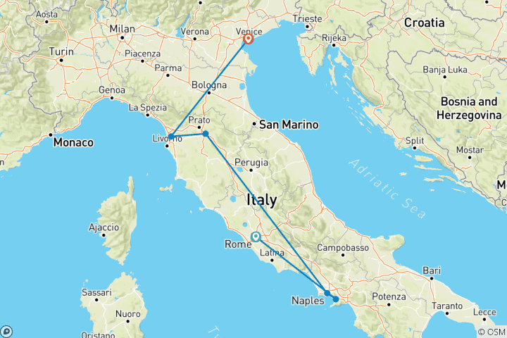 Map of Italy Rail Express Tour