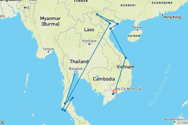 Map of Thailand + Vietnam Experience