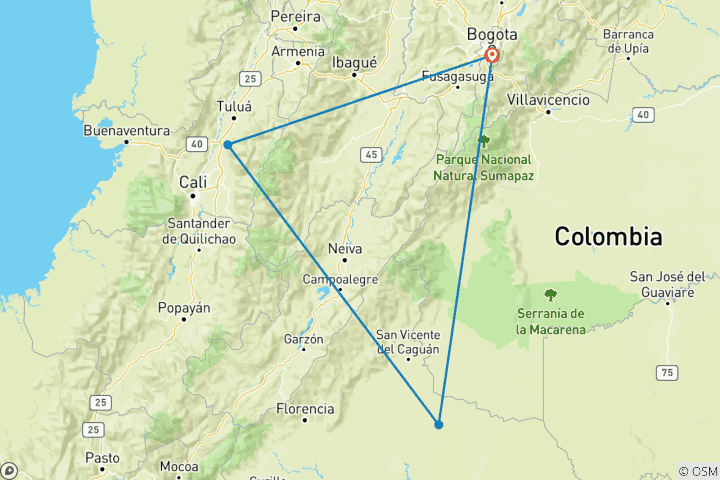 Map of Rafting for Peace 4-Day Trip in the Colombian Caqueta Jungle