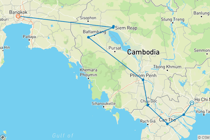 Map of Fantastic Cambodia & Thailand (4 Star Hotels)