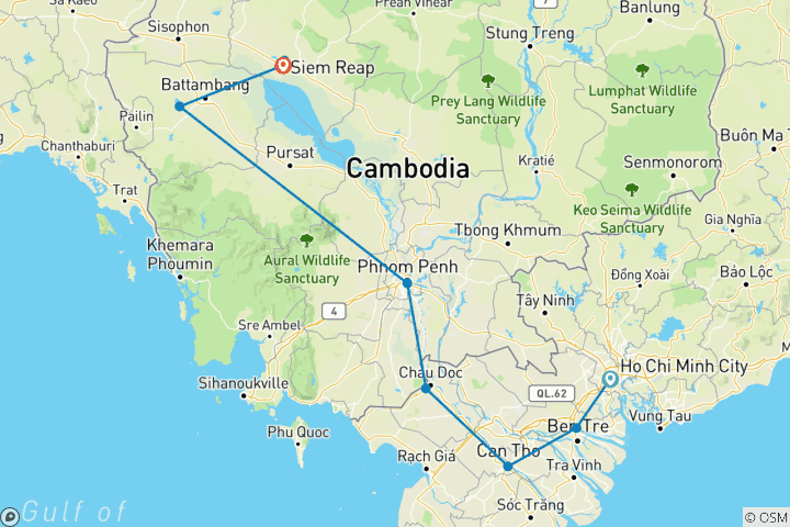 Map of Best of Cambodia & South Vietnam (4 Star Hotels)