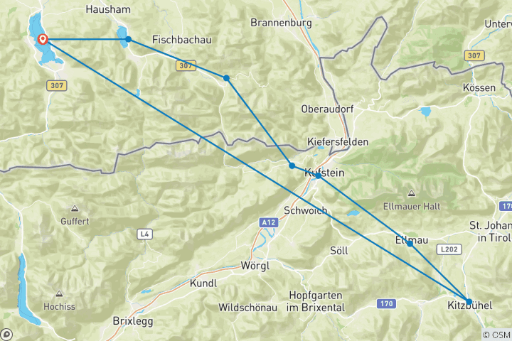 Map of Pulse of the Alps (Lake Tegernsee to Kitzbühel)