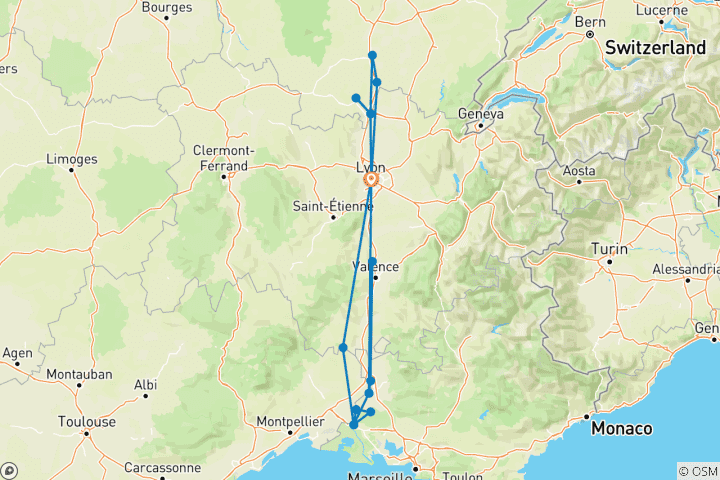Map of France | Burgundy & Provence | Rhône & Saône Bike & Boat