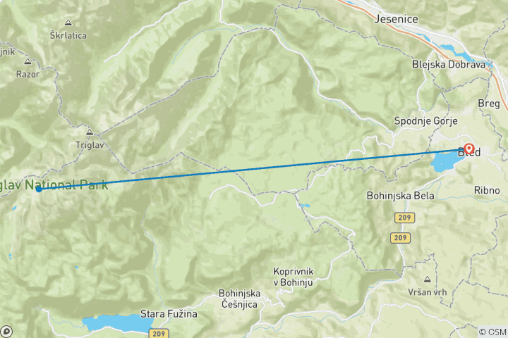 Map of Guided Mount Triglav Climb