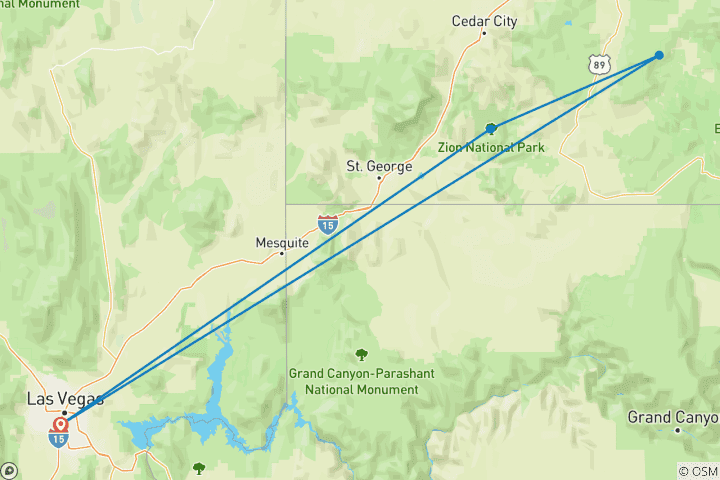 Map of Bryce Canyon & Zion Adventure