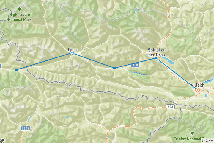 Mapa de Drau - sendero ciclista para Familias