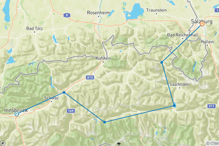 Map of Innsbruck – Salzburg