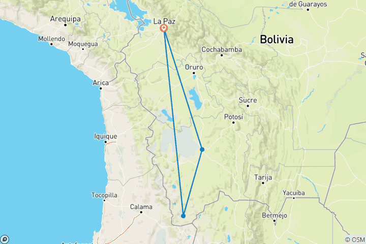 Map of Tailor-Made 7-Day Bolivia Adventure, Daily Departure & Private Guide