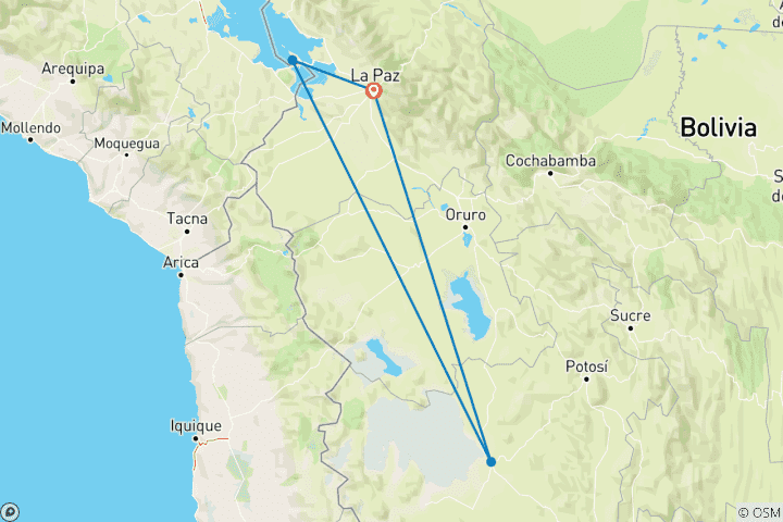 Map of Tailor-Made Bolivia Trip to Salar de Uyuni & Lake Titicaca, Daily Start