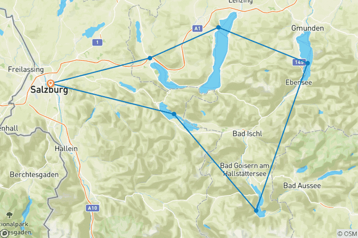 Carte du circuit Le tour des lacs avec charme