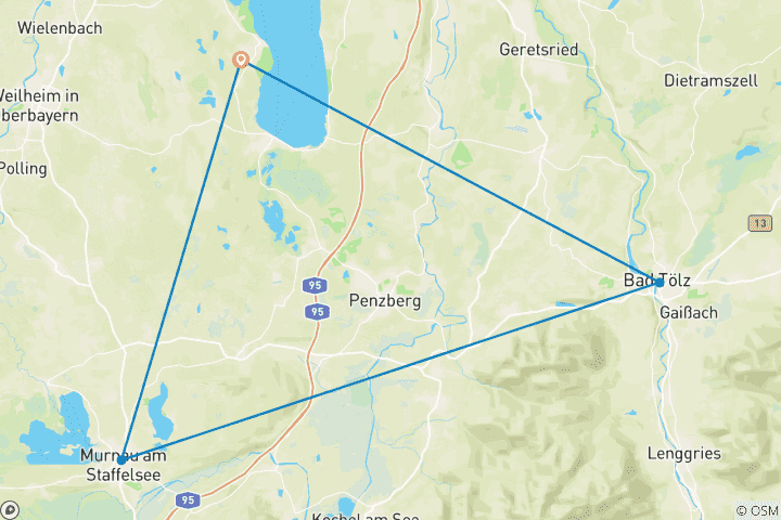 Carte du circuit Lacs bavarois - Voyage aller- retour