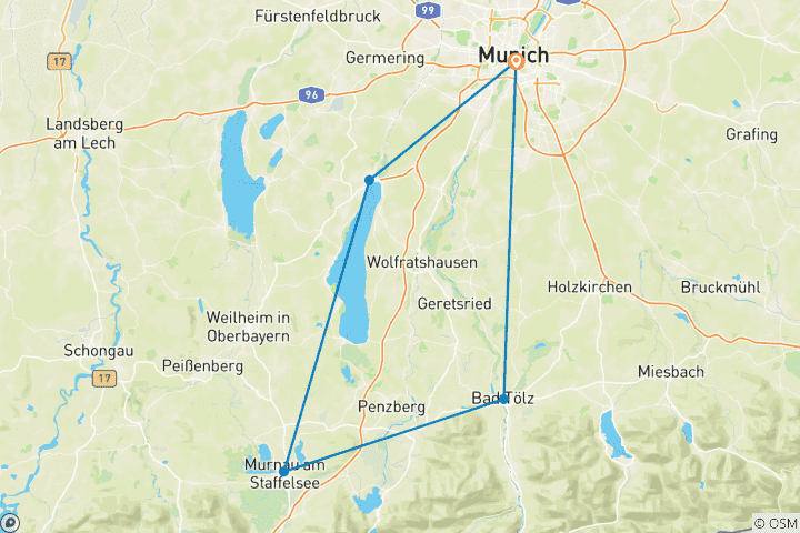 Map of Munich Lakes (5 destinations)