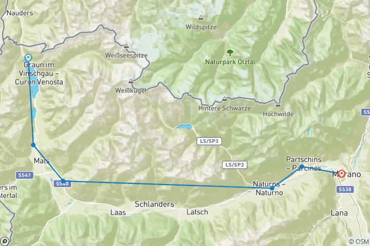 Carte du circuit Tyrol du Sud pour les familles