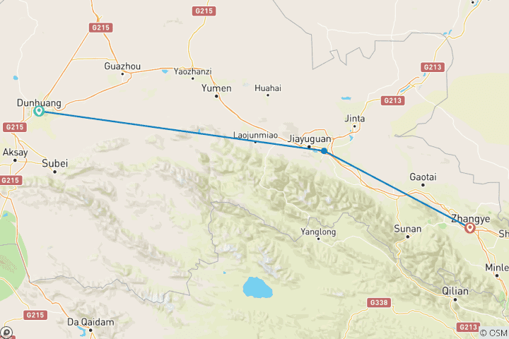 Carte du circuit Circuit de 5 jours de Dunhuang à Jiayuguan et Zhangye