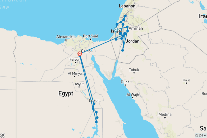 Map of Best of Holy Land Israel & Jordan and Egypt Tour with Nile Cruise - 17 Days