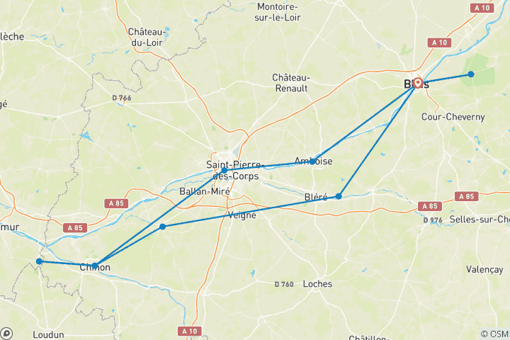 Carte du circuit Châteaux sur la Loire : La Route Royale