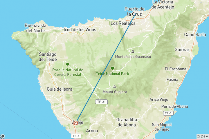 Carte du circuit Randonnée dans les Canaries : Tenerife, Anaga et plus encore