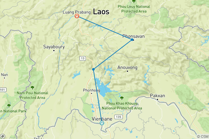 Map of Customized Laos Private Family Trip, Daily Depart & No Group