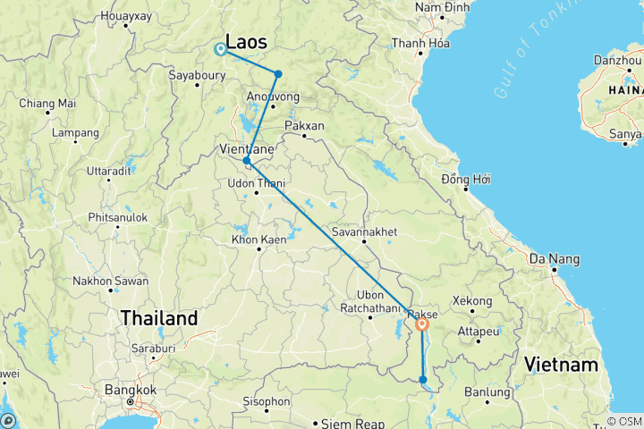 Map of Tailor-Made 10 Days Classic Laos Family Vacation, Daily Departure