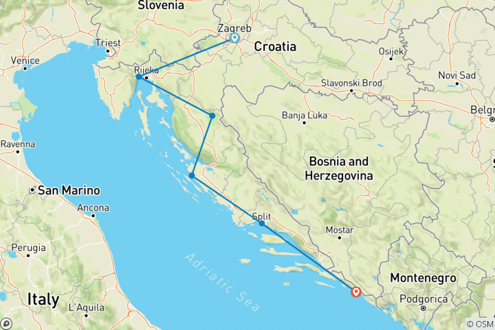 Map of Best of Croatia 11 Days, Self-Drive