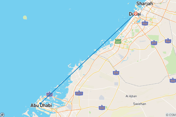 Carte du circuit Visite en solo de Dubaï et d'Abu Dhabi (pittoresque)