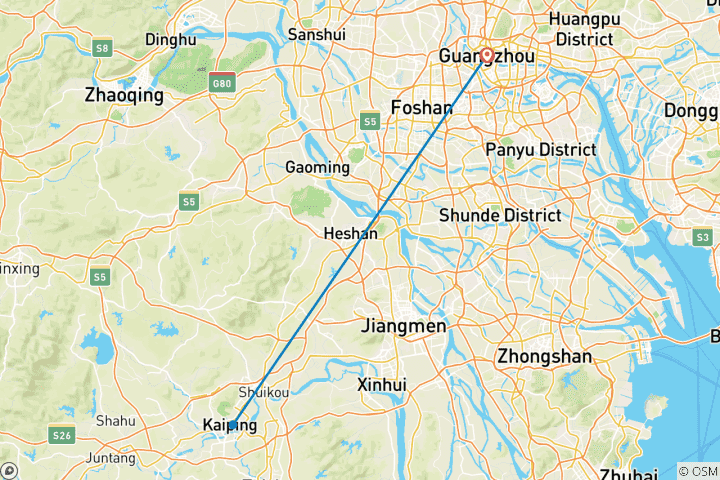 Carte du circuit Tournée du Nouvel An chinois dans le Guangdong