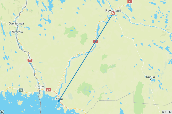 Map of Rovaniemi (Apukka area): The northern lights -  7 days