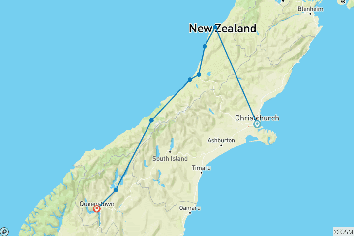 Kaart van Avontuur aan de Nieuw-Zeelandse westkust