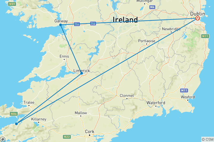 Carte du circuit Circuit pittoresque en solo en Irlande