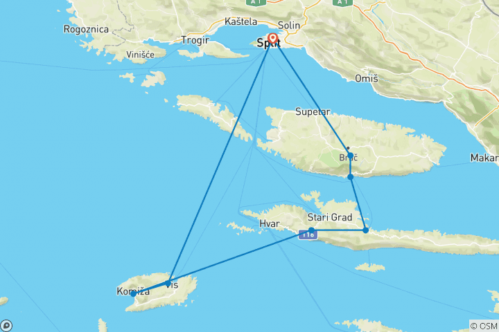 Carte du circuit Bike and Swim Croatia - Circuit cycliste d'été