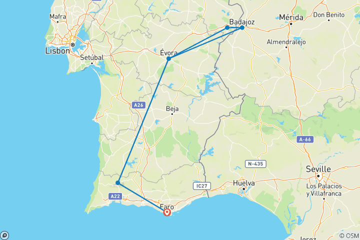 Carte du circuit Les chemins de l'intérieur du Portugal, autotour