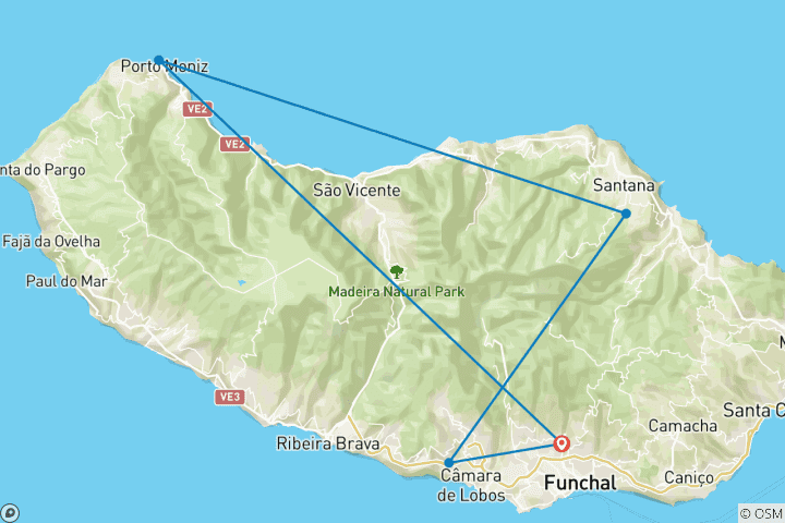 Karte von Madeira: Entspanntes Wandern