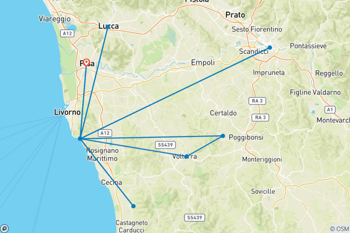 Map of Tuscany Highlights