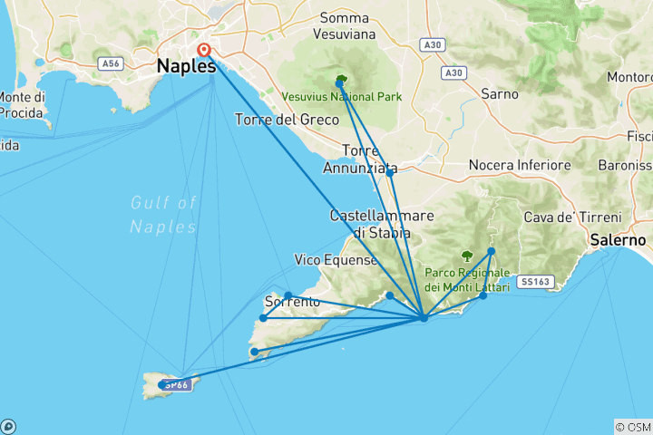 Map of Gulf of Naples & the Amalfi Coast Hiking