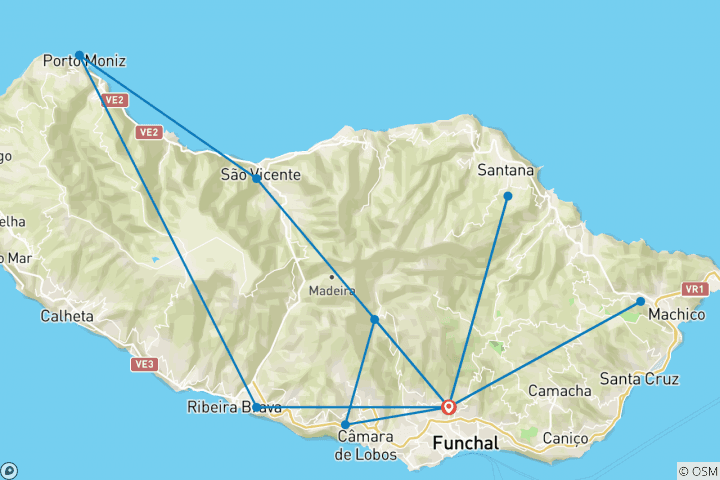 Karte von Madeira: Wandern & Kultur