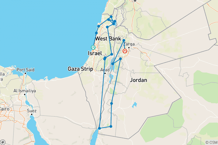 Karte von Israel & Jordanien: Höhepunkte