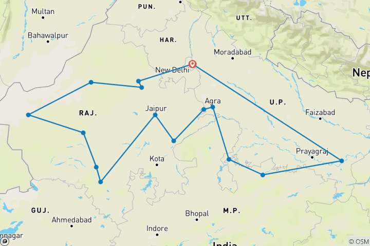 Map of Rajasthan & North India In-Depth