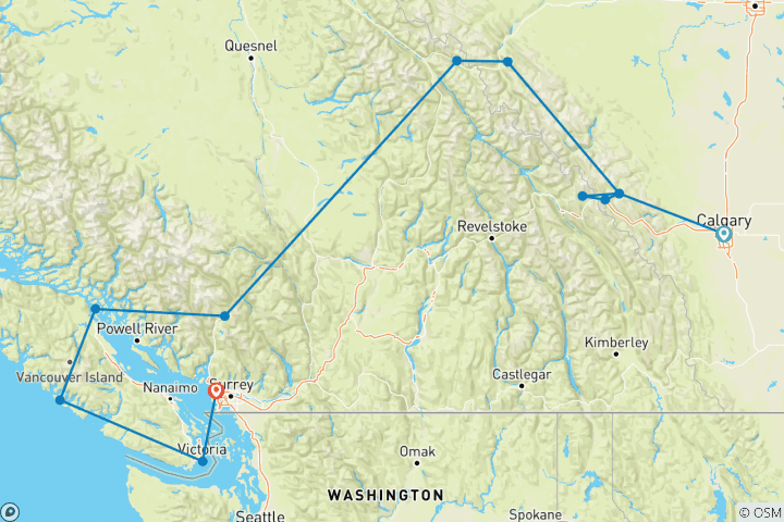 Karte von Kanada: Höhepunkte im Westen