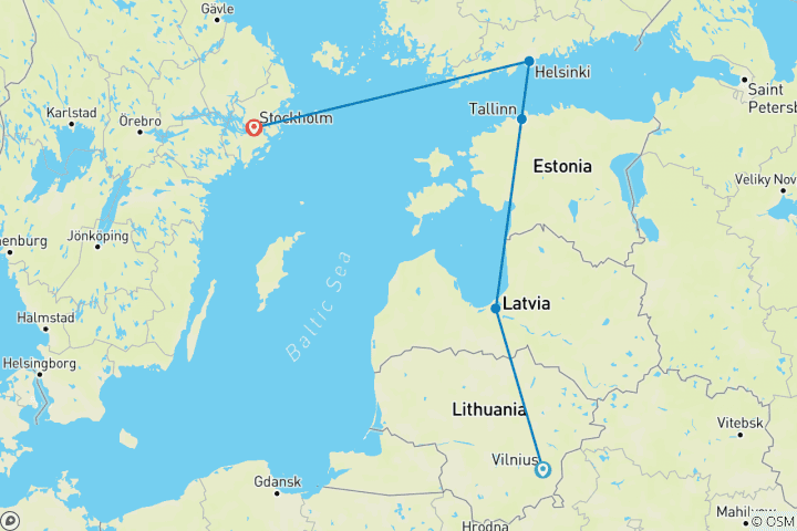 Map of Baltic States, Scandinavia, Sweden & Finland: Highlights