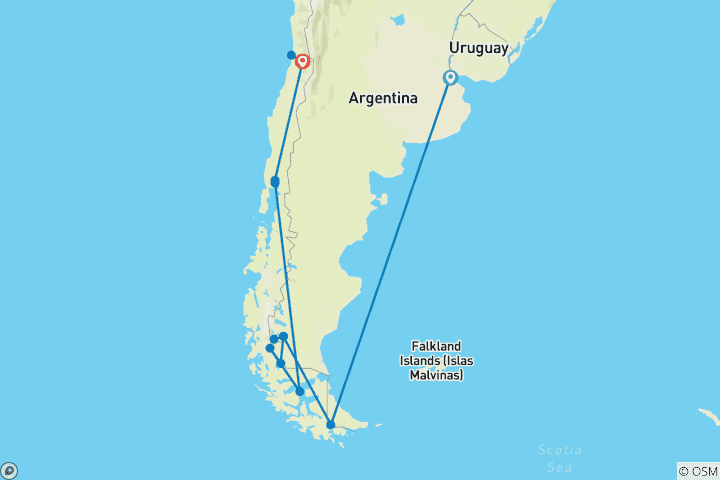 Karte von Argentinien & Chile: Die ausführliche Reise in Patagonien