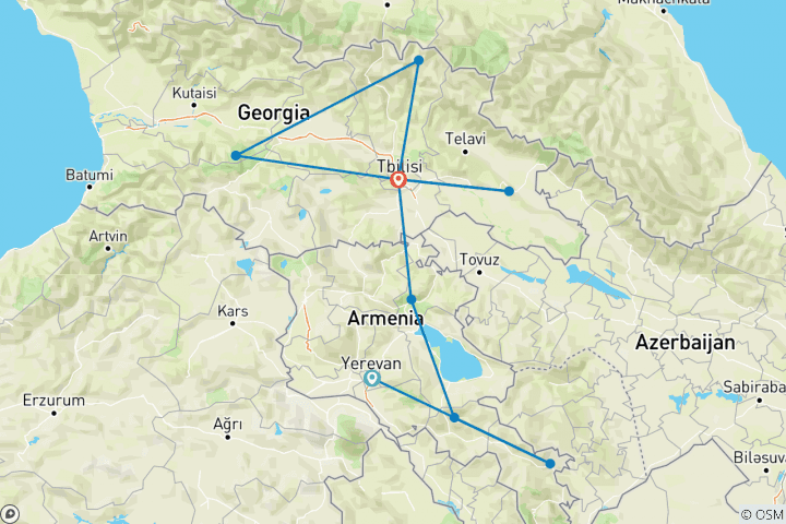 Karte von Armenien & Georgien: Wandern & Kultur