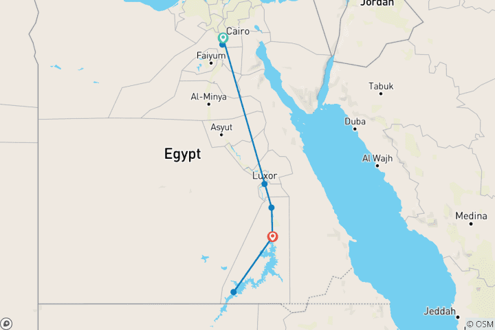 Map of Highlights of the Nile & Lake Nasser