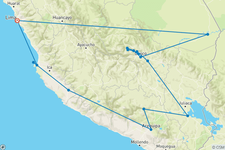 Karte von Peru: Die ausführliche Reise